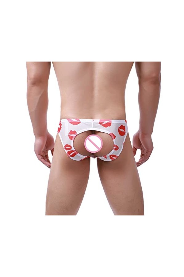 HELLORSOON Coquine Hommes Mode Slip Lèvres Rouge À Lèvres Imprimer Sexy Culotte Mémoires sous-Vêtements Pantalon Sexy Culotte