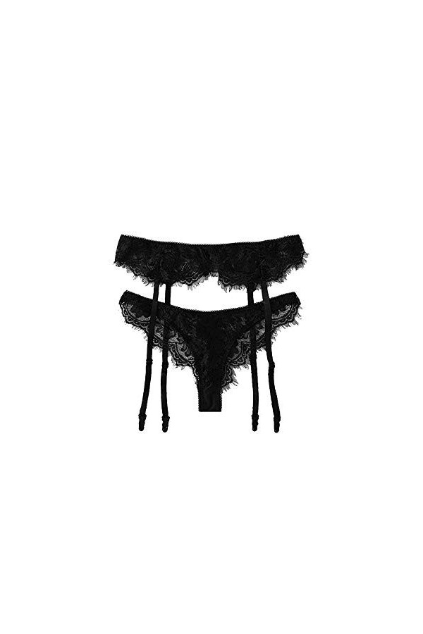 HELLORSOON String pour Femme Sexy Respirant en Soie Échancré String Ouvert Séduction Résille Volants Nuisette Transparente Ro