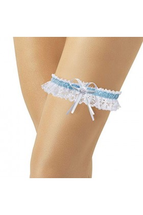 Jarretière de Mariage-Élastique Jarretière Mariée-Dentelle Élastique-Petit Nœud en Satin Délicat-SOMETHING BLUE-Robe de Marié