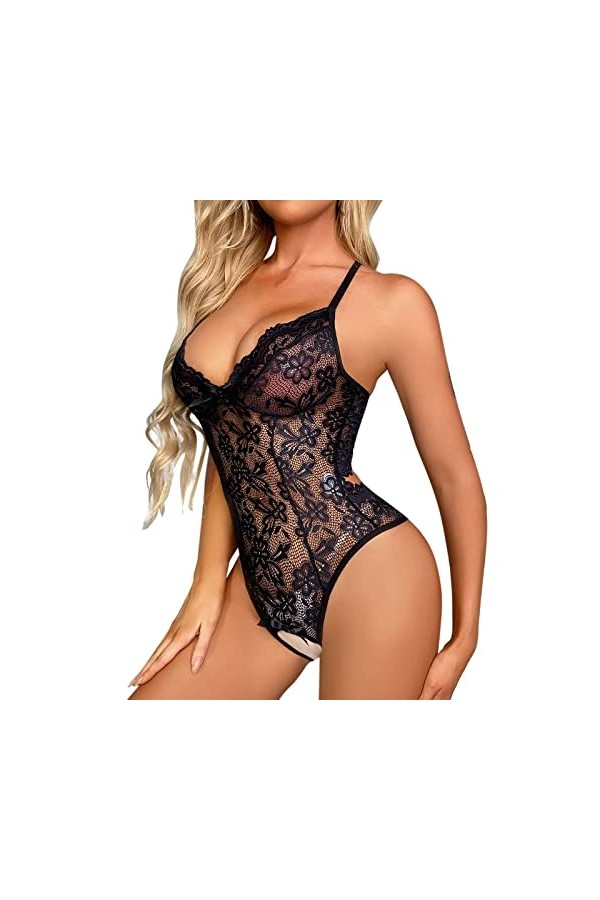 Lingerie Femme Sexy Ensemble Homme Sexy Hot y28.k Lingerie Sexy pour Femmes évider Body en Dentelle Florale Lingerie Deep V U