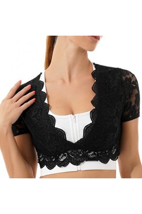 Chemisier Dirndl en dentelle pour femme - Corset pour femme - Bralette Crop Top sexy pour la fête de la bière - Sexy - Soutie