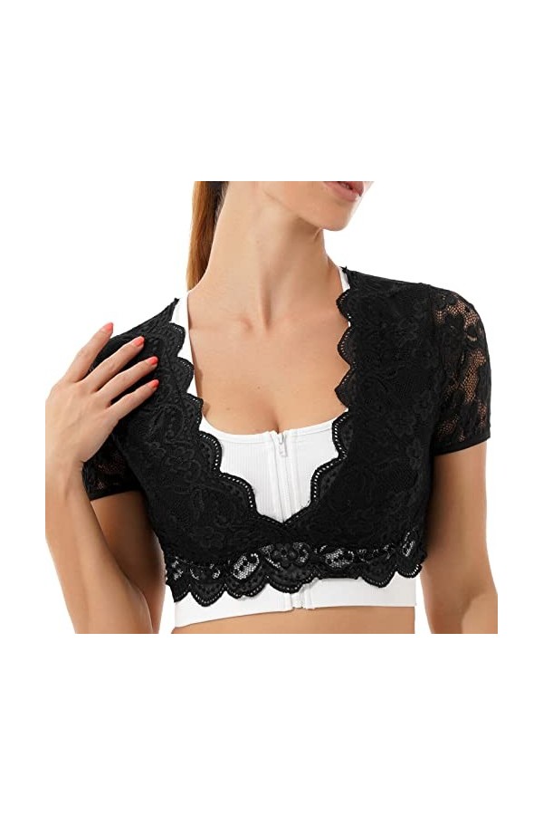 Chemisier Dirndl en dentelle pour femme - Corset pour femme - Bralette Crop Top sexy pour la fête de la bière - Sexy - Soutie