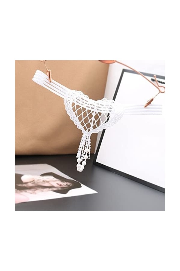 RUITOTP Culotte Creuse en Forme de cœur Sexy pour Femme Culotte Taille Basse Perle Sexy T Line sous-vêtement Couple