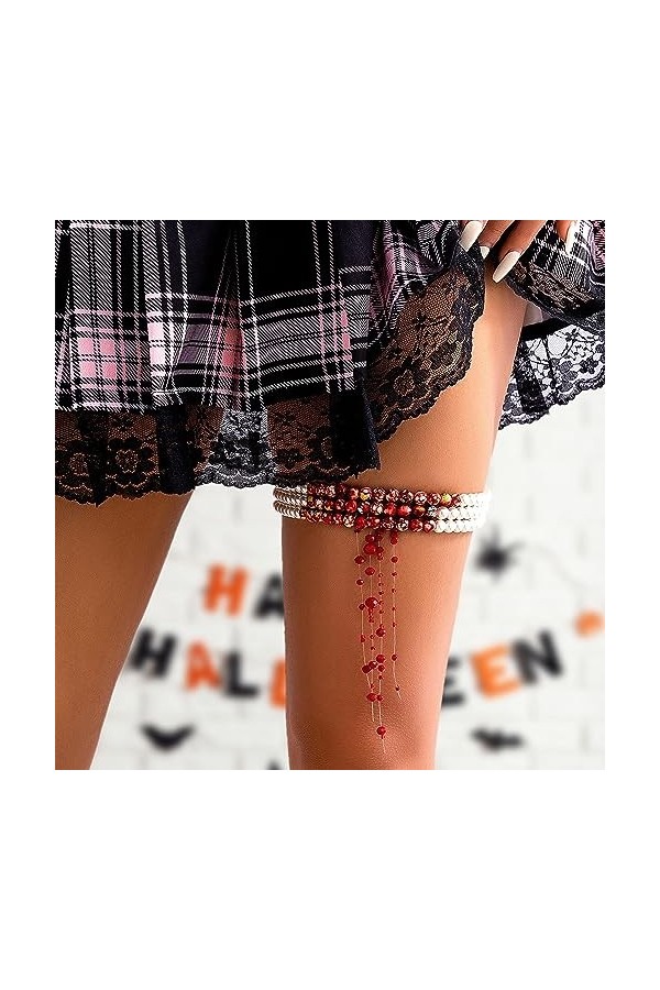 Cyhamse Bracelet de Cuisse élastique,Chaîne de Jambe de chaîne de Cuisse dhalloween pour Les Femmes Sexy | Bande élastique C