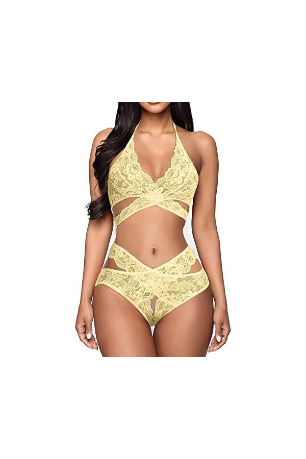 Ensemble Lingerie Femme 2 Pieces Sexy Push Up Dentelle sous-Vêtements De Seduction Dentelle Ensembles Soutien-Gorge Et Culott