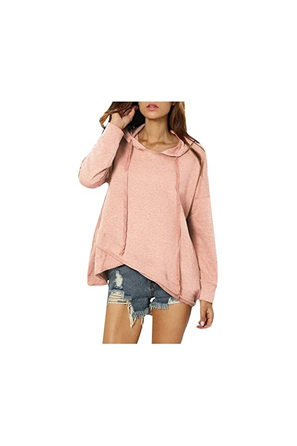 Ncenglings Couverture Capuche Homme Mesdames Chemisier Casual Mode Chemise Tops Vêtements Holographique Pink, XXL 