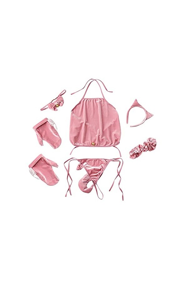 Cat Lady Belly Cute Yuan Uniform Band Sous-vêtements Sexy Role-Playing Velvet Femmes Second String Lingerie Hommes, Rose, tai