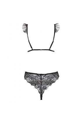 STKOOBQ Costume sexy pour adulte et femme - Vêtements amusants en jacquard sexy - Ensemble de 2 pièces avec découpe noir, M 