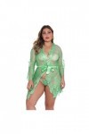 Sextoys Femmes Lingerie Sexy Deep V Teddy Vêtements de nuit avec culotte Couture Lingerie Vert, XXXL 