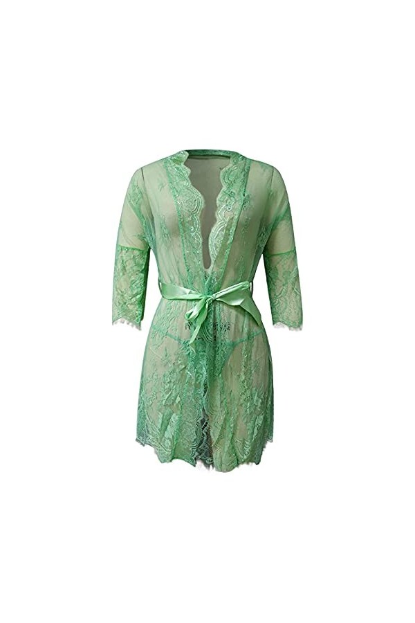 Sextoys Femmes Lingerie Sexy Deep V Teddy Vêtements de nuit avec culotte Couture Lingerie Vert, XXXL 