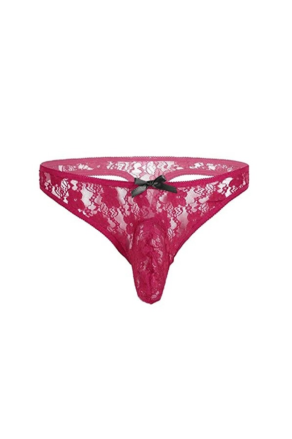 Slips Dentelle Semi Voie-Through Floral T-Back Hommes Bikini sous-vêtements Lingerie Lingerie Sexy Ensemble Corset