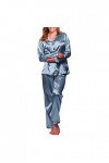 Robe de nuit pyjama pyjama long sexy femmes ensemble pyjama pyjama pyjama en satin sous-vêtements ange sexy lingerie, Marine,