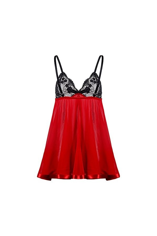 PANPANY Femmes Sexy Lace Lingerie sous-vêtements Corset Print Sleepwear Pyjama Robe Tenus Sexy Black, M 