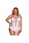 PANPANY Broderie Nightdress Femmes Sexy Sexy Dentelle Pyjama Plus Lingerie de Taille de Sleepwear Lingerie Ouverte Homme Whi