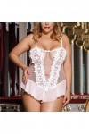 PANPANY Broderie Nightdress Femmes Sexy Sexy Dentelle Pyjama Plus Lingerie de Taille de Sleepwear Lingerie Ouverte Homme Whi