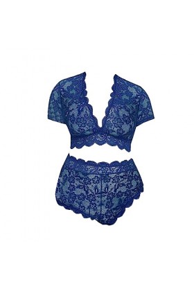 Ensemble de Lingerie Grande Taille pour Femme Sexy Halter Choker Soutien-Gorge à Bretelles et Culotte 2 pièces Ensemble de so