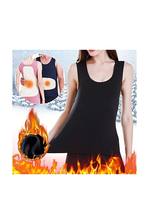 liaddkv Sous-vêtement thermique pour femme - En polaire - Avec doublure - Sexy, Noir , XXXL