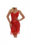 liaddkv Sexy Mode Robe sans manches imprimée pour femme Open Lingerie, rouge, S
