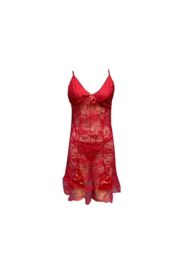 liaddkv Sexy Mode Robe sans manches imprimée pour femme Open Lingerie, rouge, S