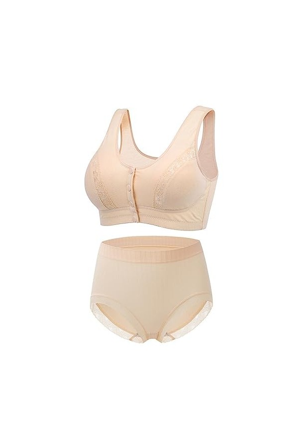 Xbemkste Ensemble soutien-gorge de sport, débardeur confortable pour femme, taille moyenne et haute, avec bouton avant, respi