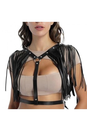 Harnais de poitrine à franges punk accessoires uniforme punk danse vêtements accessoires hip-hop glands à franges