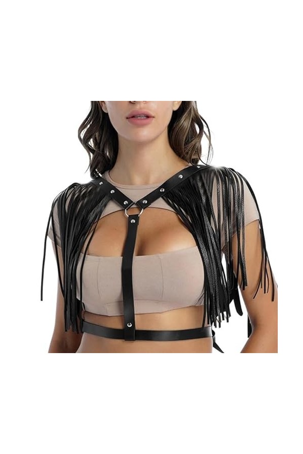 Harnais de poitrine à franges punk accessoires uniforme punk danse vêtements accessoires hip-hop glands à franges