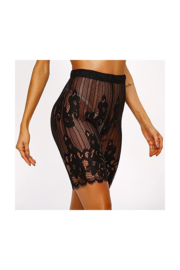 UOWEG Intérêt Fleur Sexy Dentelle modèle de Corps féminin Knickers récréatifs Combinaison Ouverte Sexy Black, XL 