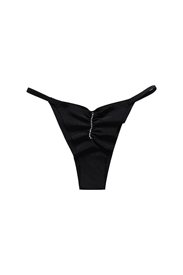 Dorjuli Culotte sans coutures sexy et respirantes pour femme - Sous-vêtement taille moyenne - String transparent, Noir , S