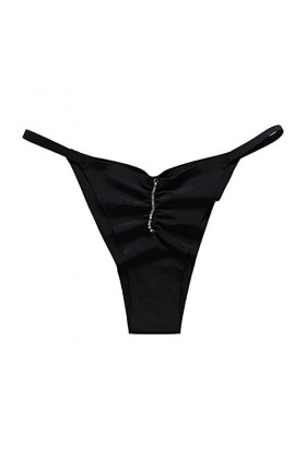 Dorjuli Culotte sans coutures sexy et respirantes pour femme - Sous-vêtement taille moyenne - String transparent, Noir , S