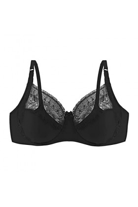 Stripper Clothing Soutien-gorge confortable en dentelle lisse pour femme Dos sexy Grand bonnet Pliage latéral, Noir , 100 cm