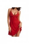 Nuisette sexy en dentelle pour femme - Lingerie sexy - Grande taille - Lingerie tendance, Rouge, L