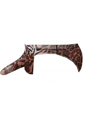 Homme String Imprimé léopard zèbre Sexy Nez déléphant Underwear Pouch Briefs Thongs Funny G-String,M,Marron