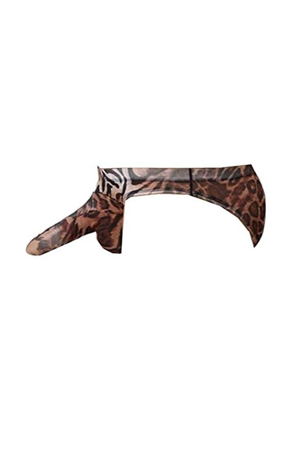 Homme String Imprimé léopard zèbre Sexy Nez déléphant Underwear Pouch Briefs Thongs Funny G-String,M,Marron