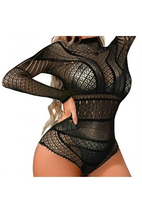 UOWEG sous-vêtements érotiques pour Femmes Net Suit de pêche Trous évidés sous-vêtements Sexy Top Sexy Black, One Size 