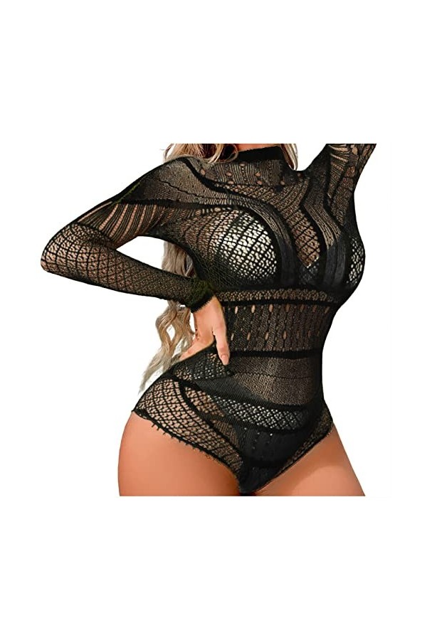 UOWEG sous-vêtements érotiques pour Femmes Net Suit de pêche Trous évidés sous-vêtements Sexy Top Sexy Black, One Size 
