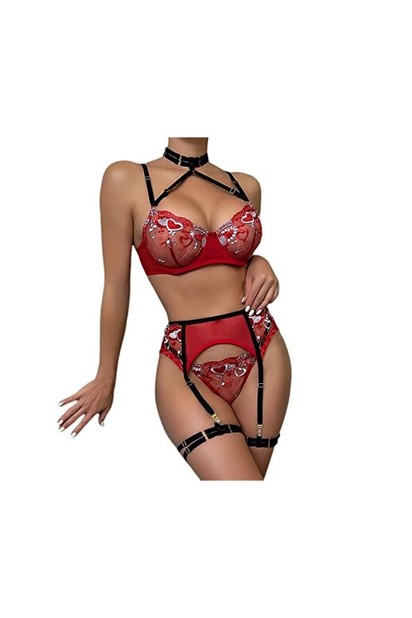 Nuisette Sexy Femme Érotique Sexy Nuisette Mini Robe Slutty Hot Push Up Harnais Robe See Through Mini Short Col en V Profond 