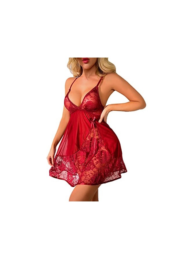 2023 New y26k Style Lingerie Femmes Sexy Dentelle Splice Lingerie Dos Pyjamas Chemise de Nuit Lingerie Sexy Ensemble Grande T