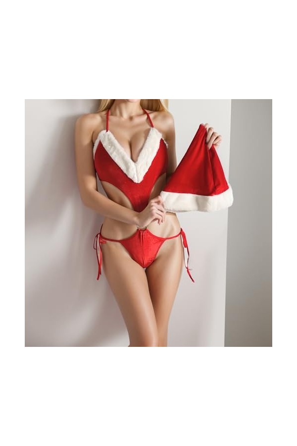 Pdakieyxnd sous-Vetements de Noël Feminins Sexy Dentelle Érotique String Noir Sensuelle Culotte Rouge Valentin Coquin Sexy Co