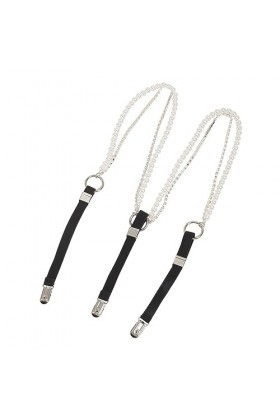 MISUVRSE Bretelles pour Filles Femmes Élastique Réglable en Forme Y Lourd Perle Pantalons Clips Jarretelles Costume Porte-Jar