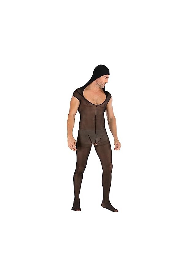 Générique String Homme Sexy Hot Dentelle Slips Boxer Collants Sexy en résille pour Hommes Robe avec Capuche R, One Size 