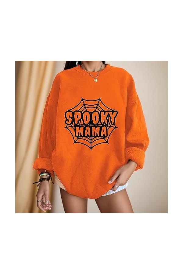 Gefomuofe Pull pour femme - Col rond - Manches longues - Imprimé 3D - Manches longues - Col rond - Décontracté - Haut dété -