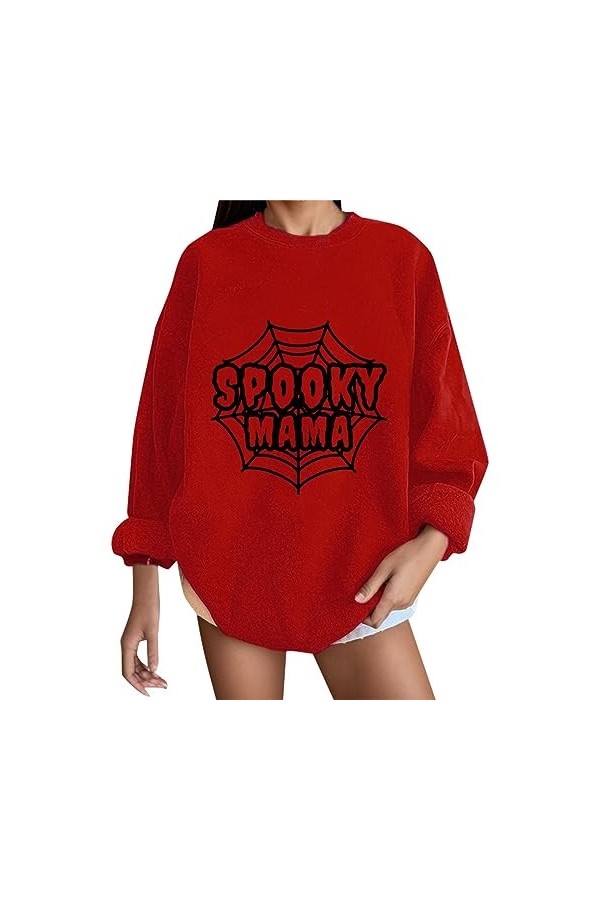 Gefomuofe Pull pour femme - Col rond - Manches longues - Imprimé 3D - Manches longues - Col rond - Décontracté - Haut dété -