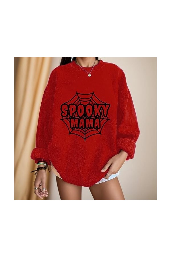 Gefomuofe Pull pour femme - Col rond - Manches longues - Imprimé 3D - Manches longues - Col rond - Décontracté - Haut dété -