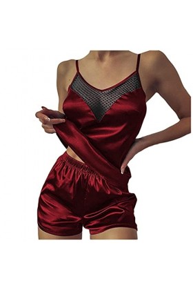 TWIOIOVE Lingerie Cup G Vêtements de Nuit Femme Satin Pyjama Dentelle Lingerie Sexy Soie Vêtements de Nuit Up Ensemble Linger