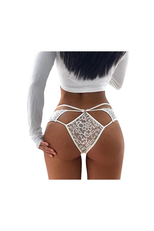 HELLORSOON String Ficelle Femme,Sexy Séduction Ouvertures Provocantes en Dentelle Body Lingerie Culotte Coton