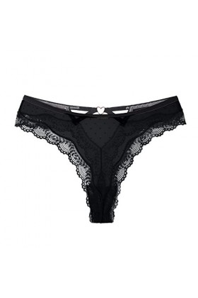 HELLORSOON String Ficelle Femme,Sexy Féminin Ouvertures Provocantes en Soie Culotte en Dentelle Culotte Coton