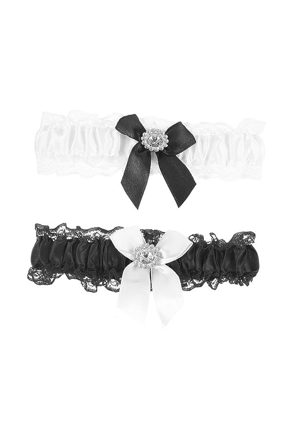 CHILDWEET 2 Pièces Jarretière en Dentelle Ceinture Florale en Dentelle De Mariée Jarretière Blanche Porte-Jarretelles Cuisse 