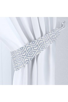 Dekoria Jarretière Victoria paillettes graphite motifs géométriques sur fond gris Possibilité de coudre à la taille.