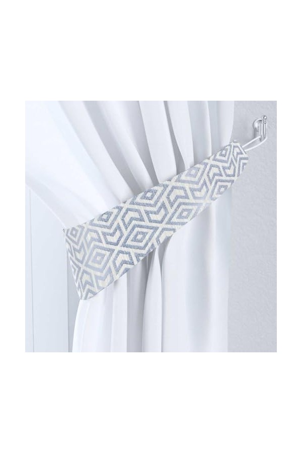 Dekoria Jarretière Victoria paillettes graphite motifs géométriques sur fond gris Possibilité de coudre à la taille.