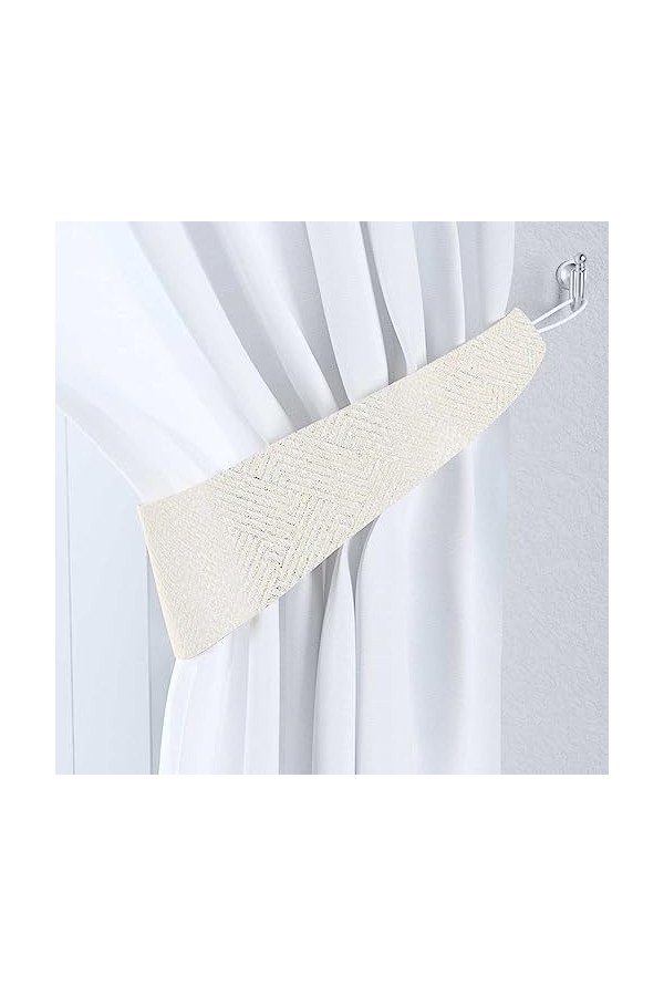 Dekoria Jarretière Victoria motifs géométriques scintillants sur fond en couleur écu possibilité de coudre à la taille.